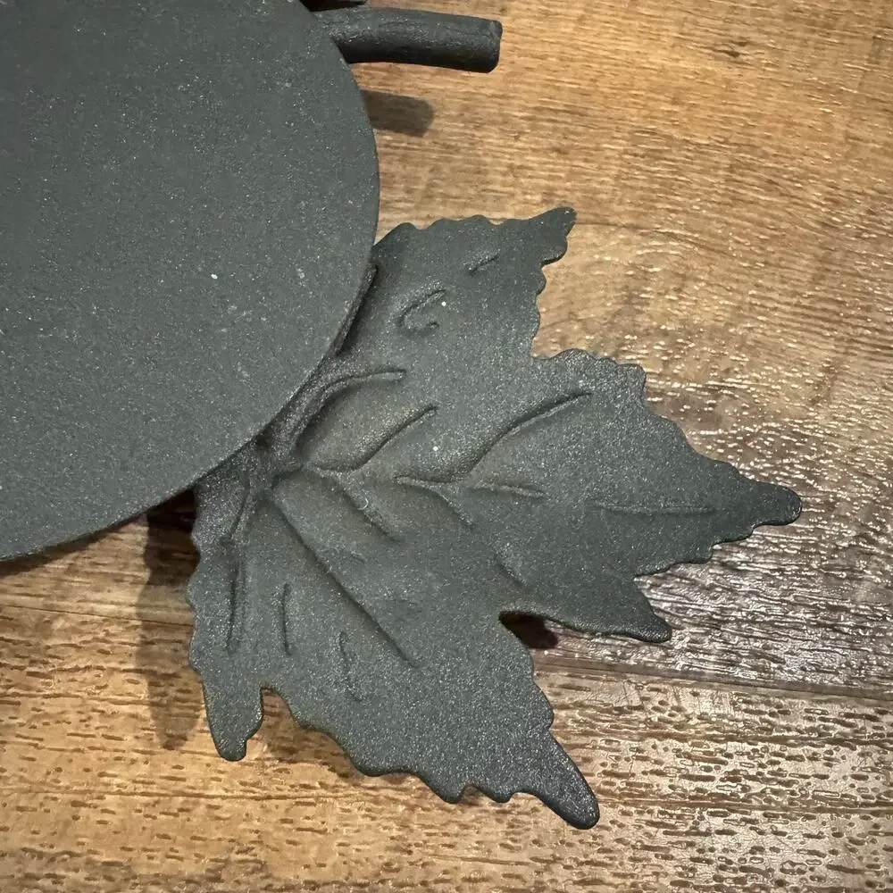 Longaberger Wrought Iron Maple Leaf Candle Stand Black Display Centerpiece READ